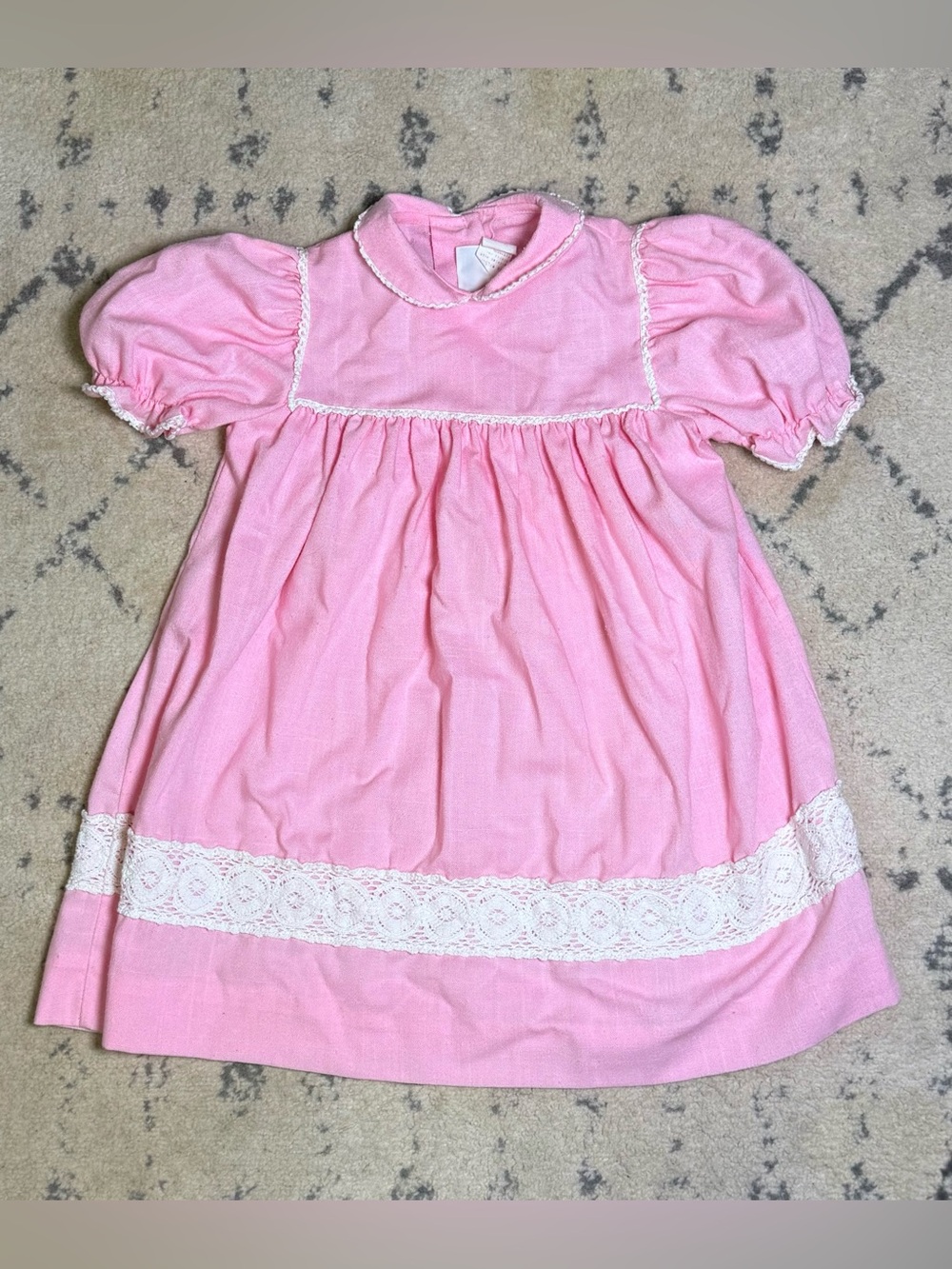 Vintage Yves Saint Laurent Girls Pink Lace-Trim Sz 6 fits small